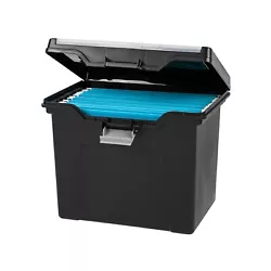 Iris IRIS Portable File Box with Organizer Lid, Letter Size, Black (110977) - Sold as 1 Each. Stash forms, invoices,...