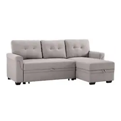 Transform your living space with the Pemberly Row Linen Reversible Sleeper Sectional in Light Gray. The soft linen...