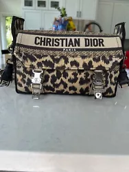 Lightly used Christian Dior small Diorcamp bag in mizza (leopard) embroidered fabric. This was purchased in January...