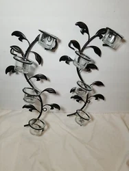 Vintage Metal Wall Art Grlass Candle holder. Condition is Used. Shipped with USPS Priority Mail.