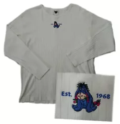 Eeyore Vintage Disney Store White Long Sleeve Shirt L Large 1968.  There is a little bit of discoloring near the arm...