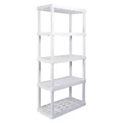 Heavy-duty molded plastic resin shelves hold 150 lbs (68 kg) each and will not rust, dent, stain, or peel. The durable...