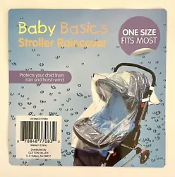 Baby Basics Stroller Rain Cover Weather Shield One Size Fits Most. Item is Brand New in Packaging