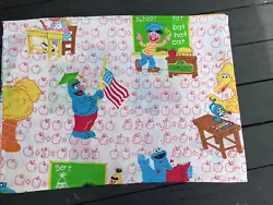 Vintage SESAME STREET BERT ERNIE Twin Flat Sheet School Days Back to School. So cute!No rips or snags and from a smoke...