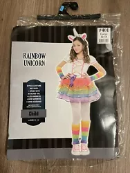 Rainbow Unicorn Costume Kids Halloween Dress Size Girls Large 12-14