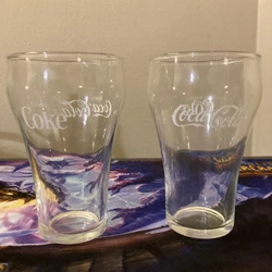 Vintage Set of 2 Coca Cola Soda Glasses 12 oz Coke New Old Stock Early 70s, 80s.