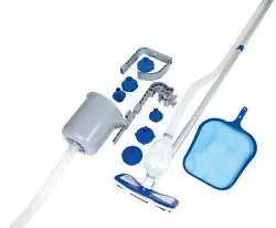 Includes multiple adapters for connections to all Bestway pools and filter systems. Pool vacuum attaches to filter pump...