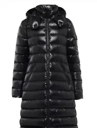 Womens Moncler Mokacine Longline Puffer Down Filled Jacket - Size 2 (S/M) -Black.