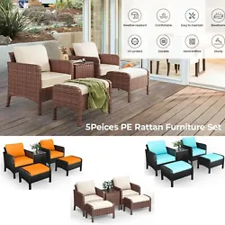 DESCRIPTION: ​     5 piece modern wicker sofa set is an elegant decoration for any house, yard, gallery patio, etc....