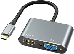 USB-C to HDMI VGA Adapter Type-C to Dual Video TV Video Hub. Support mirror and extend model. HDMI and VGA port work...
