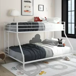 Mainstays Small Space Junior Twin over Full Low Profile Metal Bunk Bed, White.