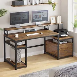 This computer desk with hutch is made from Engineered Wood, which is heat-resistant, anti-scrath and waterproof. Sedeta...