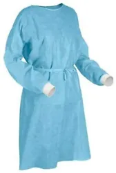 Blue Isolation Gowns with knitted cuffs, non woven, PPE, 45gsm thickness. Liquid resistant. FDA, CE, & ISO Approved....