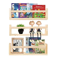 AZSKY Floating Nursery Wall Book Shelves Make You More Life Savvy! Multifunctional Solid Wood Floating Shelves!...
