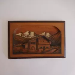Poids du lot 1 KG. Signature en bas à droite EBUE Pièce unique ! Wood sculpture mountain chalet handmade signature...