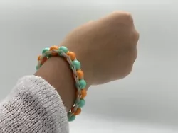 Rainbowloom beed Bracelet Orange And Teal All Wrist Sizes.