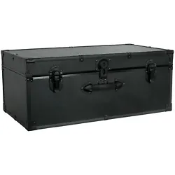 This Classic Collection trunk features black hardware and corner guards with black binding. The push-button center...