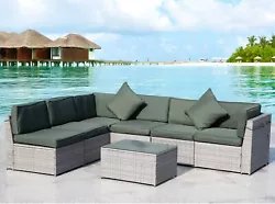 【Sectional & Multifunctional】Set includes: (1) 2 Pieces of Corner section / Loveseat (2) 4 Piece of Middle Chair...