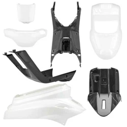 KIT 7 Pcs CARENAGES PLASTIQUE CORPS BLANC ET NOIR MBK BOOSTER YAMAHA BWS BWS 2004-> 2020.
