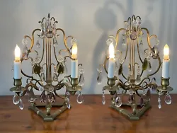 Approximately 14” high 10” wide 6” baseGorgeous pair of Crystal candelabra signed Paris on bottom. Stunning pair....