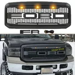 Compatible with 2005-2007 Ford F250 F350 F450 F550 Super Duty Front Bumper Grille Black. New Raptor Style. EASY...