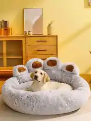 Cute Bear Paw Style. The pet bed is filled with soft PP cotton, which is highly elastic and soft. Dog caves inner pad...