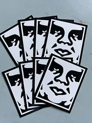 LOT OF (8) HIGH QUALITY VINYL SCREEN PRINTED STICKERS by OBEY GIANT ( Shepard Fairey)OBEY GIANT Sticker Icon OG Street...