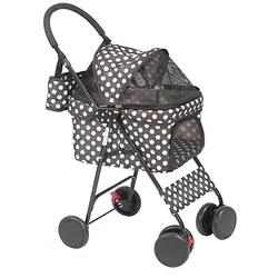 Pet stroller is suitable for small pets such as puppy or cat. The front wheel can rotate 360° without dead angle....