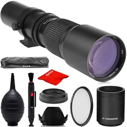 The Opteka 500mm / 1000mm f/8 manual focus preset lens is a classic refractor-style T-mount lens, with an aperture...