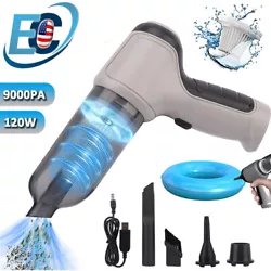 [120W 9000PA] [Cordless Vacuum Cleaner Blower] [Wet&Dry]. Quiet Operation & Removable Filter : The car vacuum cleaner...