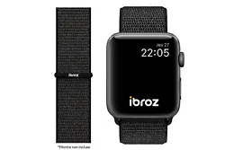 Ibroz Bracelet Nylon Loop Sport pour Apple Watch 7 / 6 / SE / 5 / 4 / 3 - 44mm - Noir. Bracelet idéal pour la pratique...