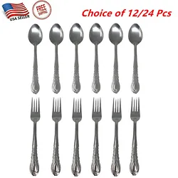 12/24 pieces dinner forks and pieces dinner spoons. You will receive 6 forks and 6 spoons for 12 pieces set or 12 forks...