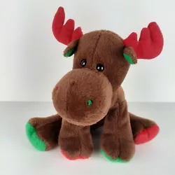 TY Beanie Babies Trimmings the moose is brown with red & green feet/ears/antlers.