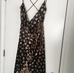 Never used beautiful dress · Brand: ABS by Allen SchwartzFloral print-velvet wraps dressGold- blackPolyester Dry clean