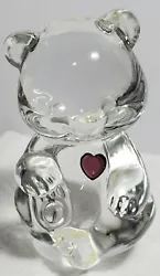 Fenton Art Glass Clear Birthday Bear February Birthstone Amethyst Heart Has  Fenton Stamp on bottom back and Fenton...