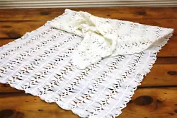 It was crocheted on a Hairpin Lace loom back in the 1980s or early 1990s. Handmade Hairpin Lace Wrap/Shawl/Stole. White...