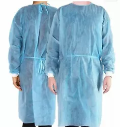 Disposable Isolation PP Gowns Knit Cuff Medical Dental Blue 15 Qty.