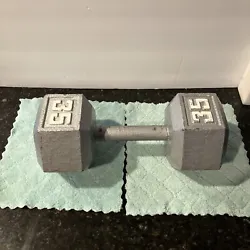 Barbell Cast Iron Single 35 Lb. Dumbbell Total for Weightlifting Hex Hexagon. Very good overall clean condition.