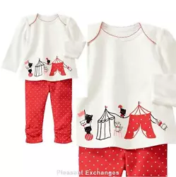NWT Gymboree 0 3 6 9 12 mos CIRCUS STAR Red Kitties Cat Swing Top Pants 2pc Set. Circus Kitties Two-Piece Set. From...