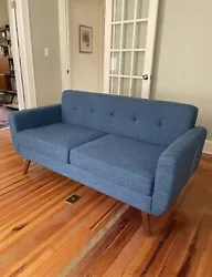 New Mid Century Modern Blue Fabric Vintage Style Sofa Couch. Condition is New. Shipped with Standard Shipping.