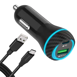 NOTE: 43W is the TOTAL o. Ultra compact and lightweight. One 6ft Long USB-A to USB-C cable is included. NOTE: 43W is...