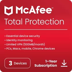 McAfee Total Protection is all-in-one protection -antivirus ,security ,identity, andprivacy protection for your...