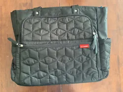 Skip Hop Black Teal Quilted Fabric Diaper Bag With Changing Pad Gently UsedGently used. See photos for condition. Light...