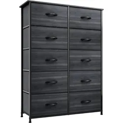 Number of Drawers: 10. Color: Charcoal Black Wood Grain. Style: Modern. More Display.