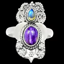 Gemstone(s):Siberia Charoite & Moonstone. Style: Ring. Ring Size (US) Total Weight (gram): 4.5 (including gemstone &...