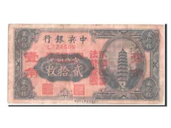 Billet, Chine, 20 Coppers, 1928, TTB. Chine, Central Bank of China, 20 Coppers type 1928 (ND), Coin note issue,...