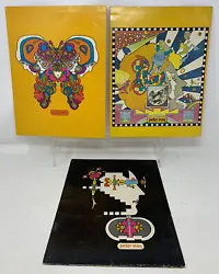 You are bidding on a lot of 3 Peter Max folders. They all have been used and have the original owner’s name written...