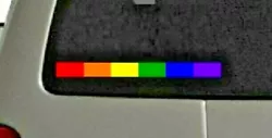 GAY PRIDE RAINBOW FLAG. VINYL WINDOW DECAL. Outside window application. Color: Red/Orange/Yellow/Green/Blue/Violet....
