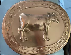 Vintage Copper 8” Cow Jello Mold. Oval in shape. Overall good condition