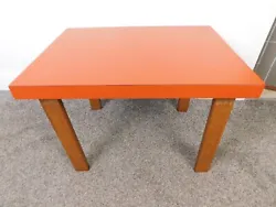 Thinking of the Brady Bunch Kitchen! Hand Made Work / Small Table with a dark Orange Formica Top in very good condition...